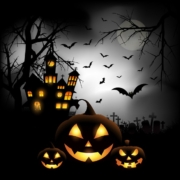 spooky halloween background with pumpkins in a cemetery 1048 3055