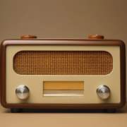 brown retro electronic radio device
